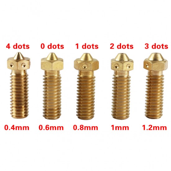 5Pcs for One Size Brass Heating Block Nozzle 1.75mm 0.4/0.6/0.8/1/1.2mm for 3D Printer