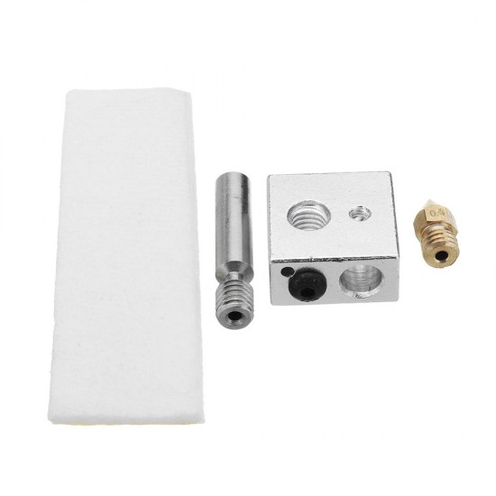 MK8 0.4 mm Extruder Nozzle + PTFE Throat + Heating Block + Insulation Tape Hotend Kit