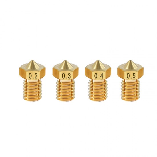 0.2/0.3/0.4/0.5/0.6/0.8/1.0/1.2mm Brass V6 Nozzle M6 Thread for 3D Printer