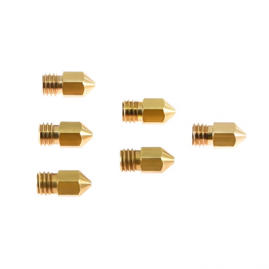 Brass Nozzle 1.75mm M6 Thread 0.2/0.3/0.4/0.5/0.6/0.8mm for 3D Printer