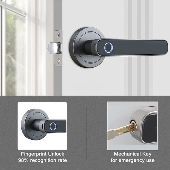 Smart Fingerprint Handle Door Lock Intelligent Anti-theft Door Lock Fingerprint Key Unlock Home Lock Electronic Entry Door Security Lock