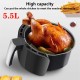 1300W Electric Hot Air Fryers Oven Oilless Cooker 5.5L Large Capacity Touch Screen 360° Cycle Heating with Non Stick Pot Liner