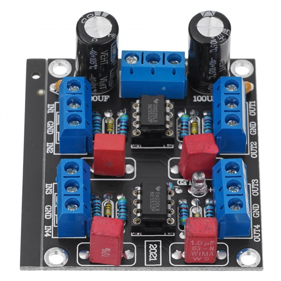 NE5532 DC Dual Power 4 Channels Pre-amplifier Disassembled Chip Driver Board Finished Board