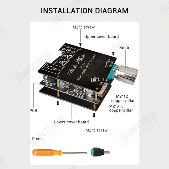 ZK-302 Bluetooth Audio Digital Power Amplifier Board Module 2.0 Stereo Dual Channel 30W+30W