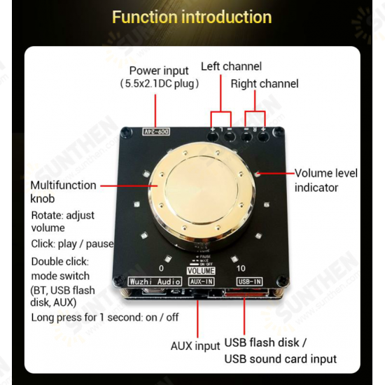 ZK-F152 Bluetooth 5.1 Digital Audio Amplifier Board 15W+15W Stereo 2.0 Channel Power Amplifier Module