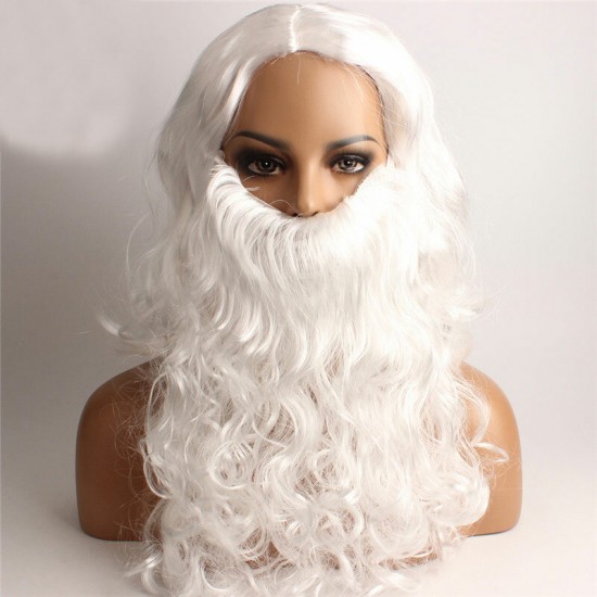 Christmas Party Supplies White Santa Wig Beard Set Christmas Decoration