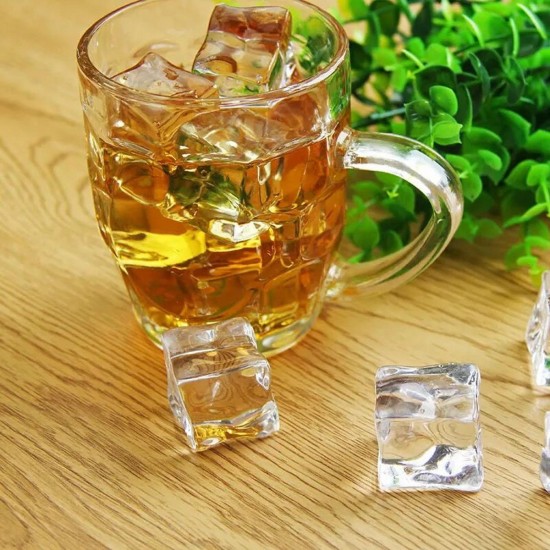 50Pcs Crystal Clear Artificial Acrylic Ice Cube Square Decor Photo Photography Props Decorations