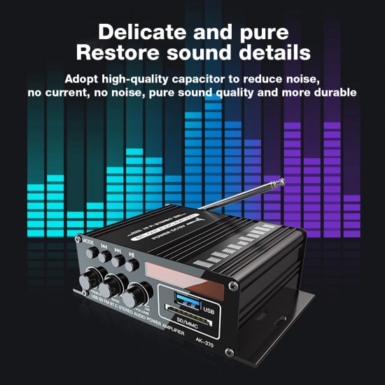 400W HiFi Digital Amplifier bluetooth 5.0 Amplifier FM Radio U Disk TF Card Mini Power Amplifier