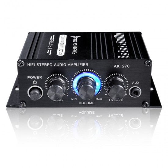 AK270 2 Channel 12V Audio Power Amplifier Low Distortion Support AUX Mini HIFI Power Amplifier