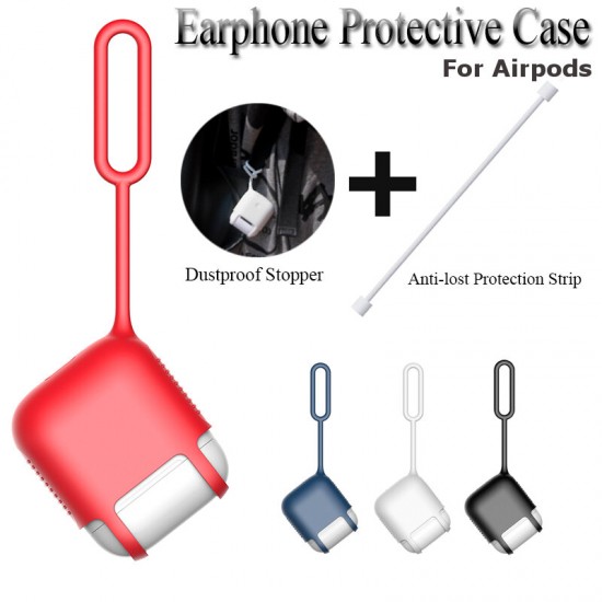 Anti-shock Dustproof Multi-color Soft Silicone Protective Cover Wireless Earphone Case with Pothook for Airpods