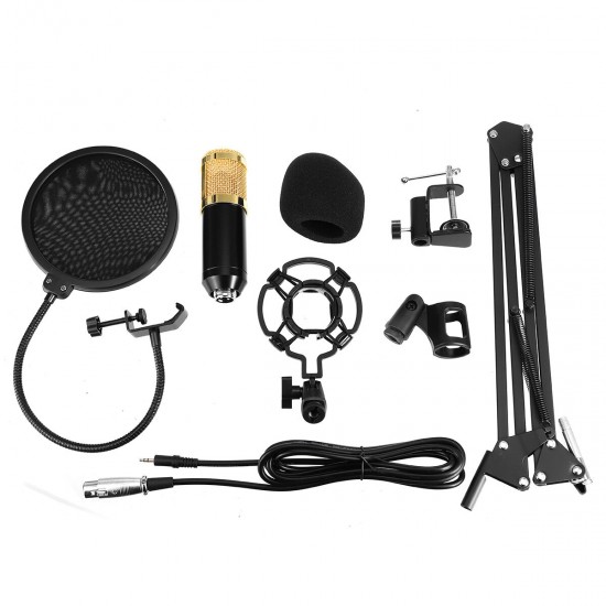 BM800 Condenser Microphone Kit Pro Studio Audio Recording Mic for Live Broadcast for Mobile Phone PC Computer with Stand Shock Mount