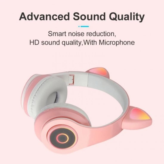 B39 Wireless bluetooth 5.0 Headset Cute Cat Ear With LED Light Child Kids Headset Game Headphone with Mic