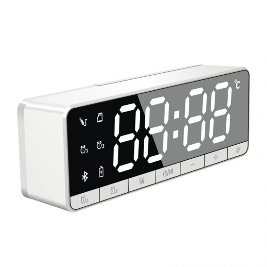 BA21 bluetooth Speaker Portable Wireless Speaker LED Alarm Clock Mini Stereo Bass TF Card FM Handsfree Speaker with Mic