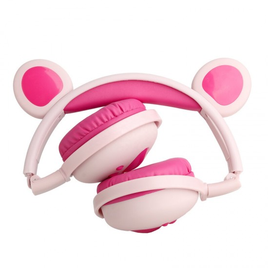 BK5 Cute LED Cat Bear Ear bluetooth 5.0 Headphones Foldable Over-Ear HIFI Stereo Wireless Headset With Mic LED Light