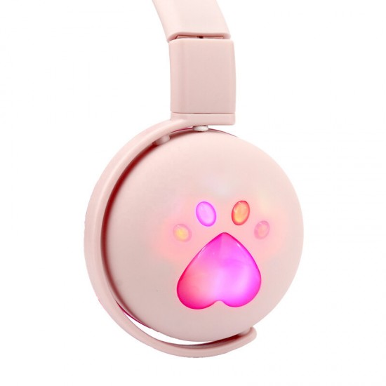 BK5 Cute LED Cat Bear Ear bluetooth 5.0 Headphones Foldable Over-Ear HIFI Stereo Wireless Headset With Mic LED Light