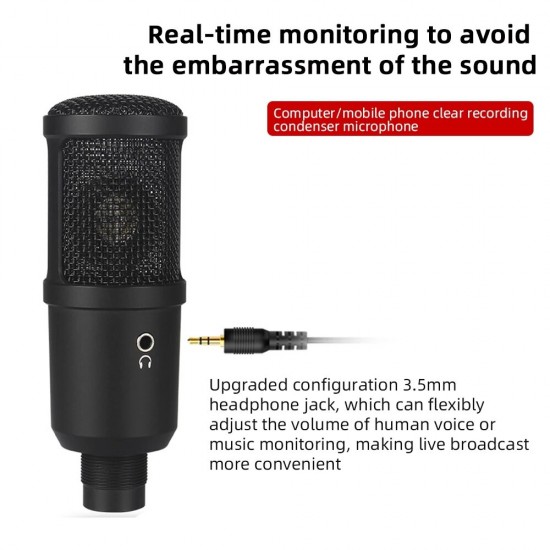 BM-66 Professional Condenser Microphone Recording USB Microphone with Tripod for Computer Studio Recording Braodcasting