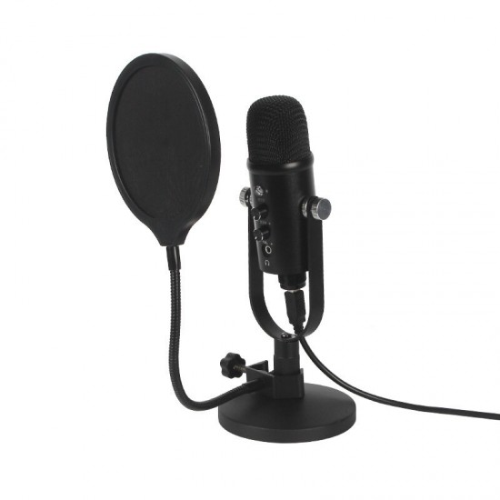 BM-86 Condenser Microphone HIFI DSP Noise Reduction Reverberation Adjustable Built-In Sound Card USB Wired Microphone for YouTube Broadcast Recording Gaming