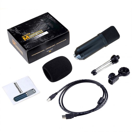 BM800S RGB Condenser Microphone Cardioid Pattern HiFi Noise Reduction Microphone with Stable Tripod