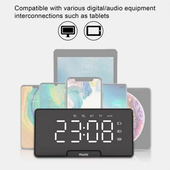 D7 LED Alarm Clock Speaker Luminous Multi-function Retro bluetooth 5.0 Loudspeaker for Home Decor Digital Alarm Clock