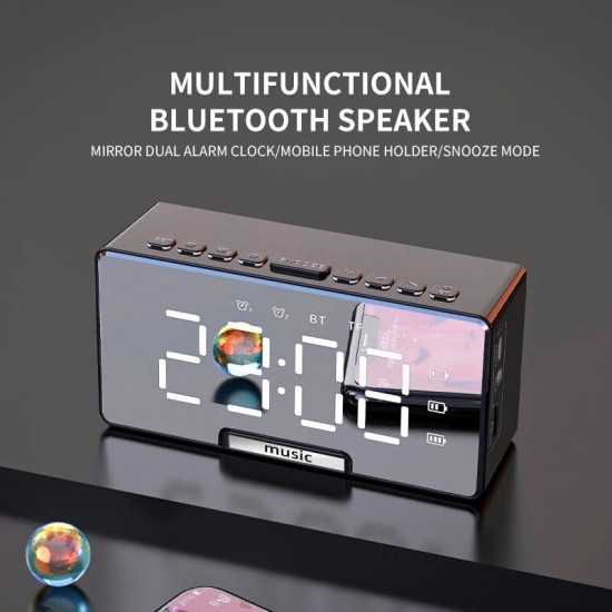 D7 LED Alarm Clock Speaker Luminous Multi-function Retro bluetooth 5.0 Loudspeaker for Home Decor Digital Alarm Clock