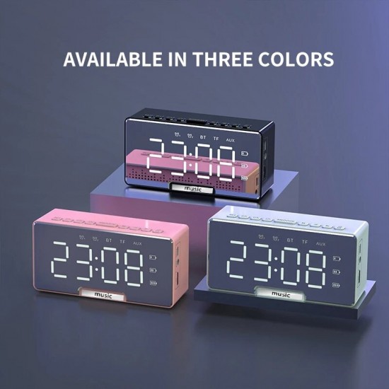 D7 LED Alarm Clock Speaker Luminous Multi-function Retro bluetooth 5.0 Loudspeaker for Home Decor Digital Alarm Clock