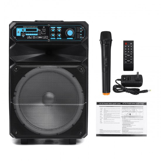 Ds-1206 12 inch 50W High Power bluetooth Sound Square Loud Speaker Outdoor Singing Subwoofer with HD Mic