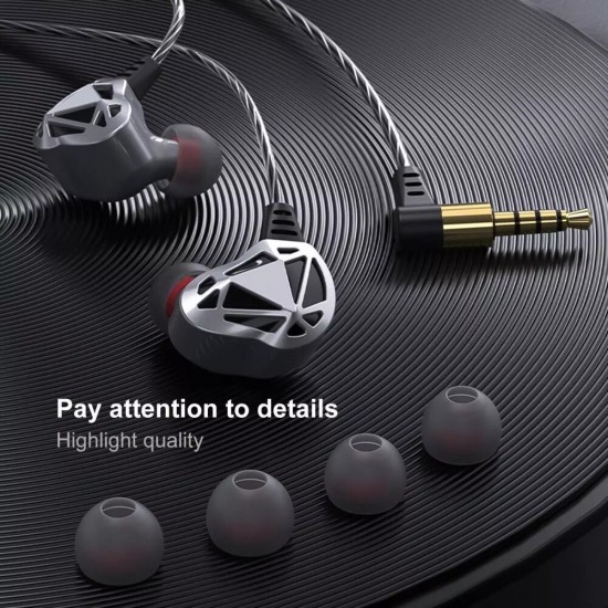 F5 Hollow Subwoofer Heavy Bass Volume Control Noise Reduction Earphones With Mic Setro In-Ear Wired Headset