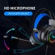 Gaming Headsets Gamer Headphones Surround Sound Stereo Wired Earphones USB Microphone Colourful Light PC Laptop Game Headset