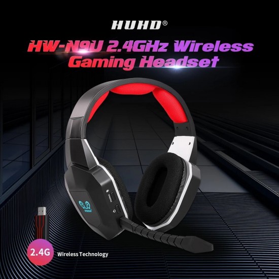 HW-N9U 2.4G Wireless Gaming Headphone Virtual 7.1 Surround Sound Headset with Removable Microphone for PS4/PC