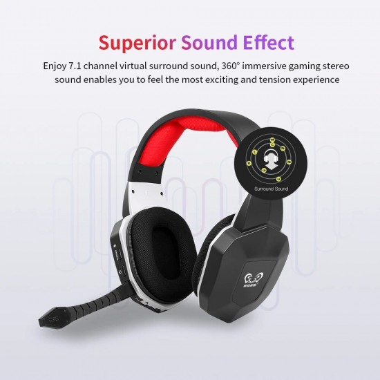 HW-N9U 2.4G Wireless Gaming Headphone Virtual 7.1 Surround Sound Headset with Removable Microphone for PS4/PC