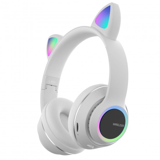 L450 Cute Cat Ear bluetooth Headset Foldable HiFi Music Headphone Supports TF Card FM with Mic