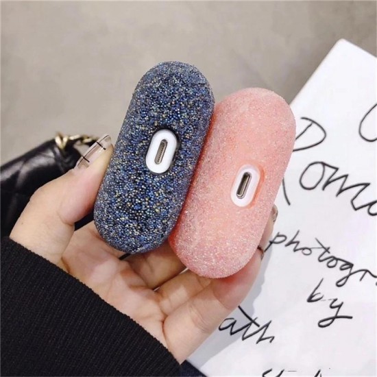 Luxury 3D Cute Matte Particles Glitter Bling Sequins Diamond Shockproof Anti-drop Earphone Storage Case for Apple Airpods 3 Airpods Pro 2019