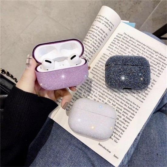 Luxury 3D Cute Matte Particles Glitter Bling Sequins Diamond Shockproof Anti-drop Earphone Storage Case for Apple Airpods 3 Airpods Pro 2019