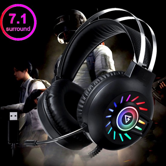 M10 Gaming Headset 50mm Drivers Noise Reduction RGB Luminous Head-Mounted 3.5mm Gaming Headphones with Mic