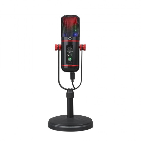 MC-200 USB Microphone with RGB Breathing Light Capacitive Microphone for Live Streaming Recording Studio