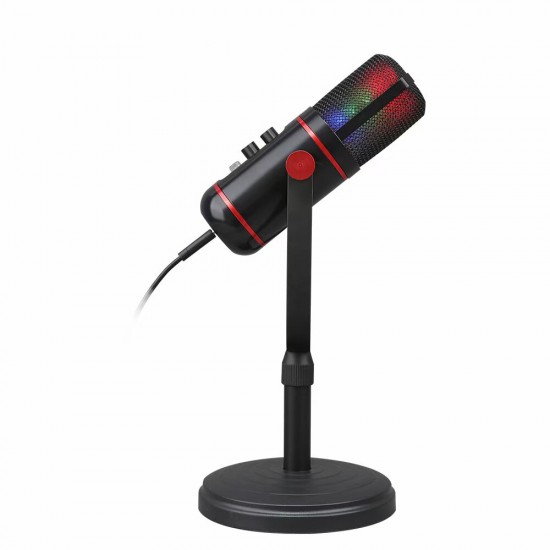 MC-200 USB Microphone with RGB Breathing Light Capacitive Microphone for Live Streaming Recording Studio