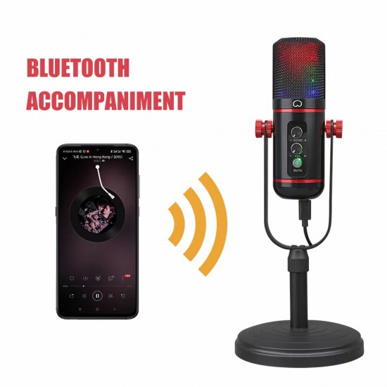 MC-200 USB Microphone with RGB Breathing Light Capacitive Microphone for Live Streaming Recording Studio