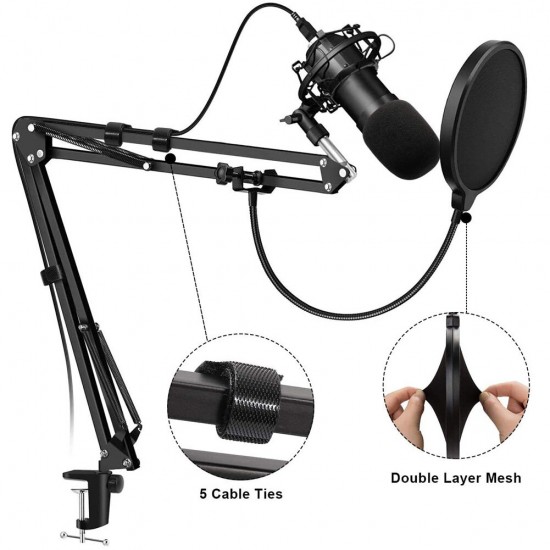 NB-35 Microphone Suspension Arm Stand Clip Holder Adjustable Metal Boom Scissor Arm Stand