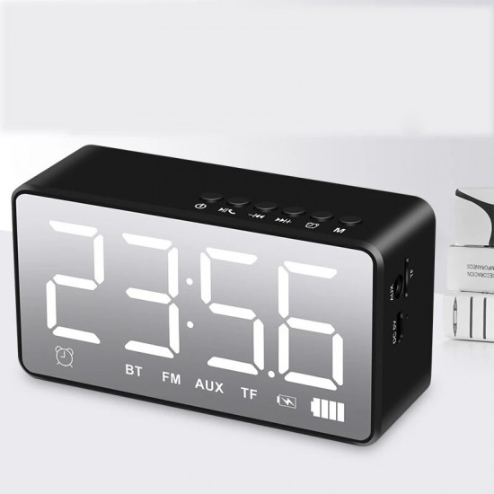 Q31 bluetooth Speaker Alarm Clock Mirror LED Digital FM Radio TF AUX Desktop Wireless Speaker with Mic