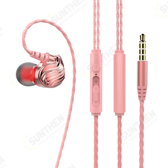 S8 4D Stereo HiFi 3.5mm Wired Control Heavy Bass In-ear Sport Earphone with Mic