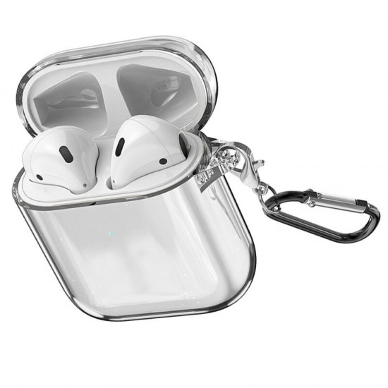 Transparent Soft TPU Shockproof Earphone Storage Case with keychain for Apple Airpods 1 / Apple AirPods 2