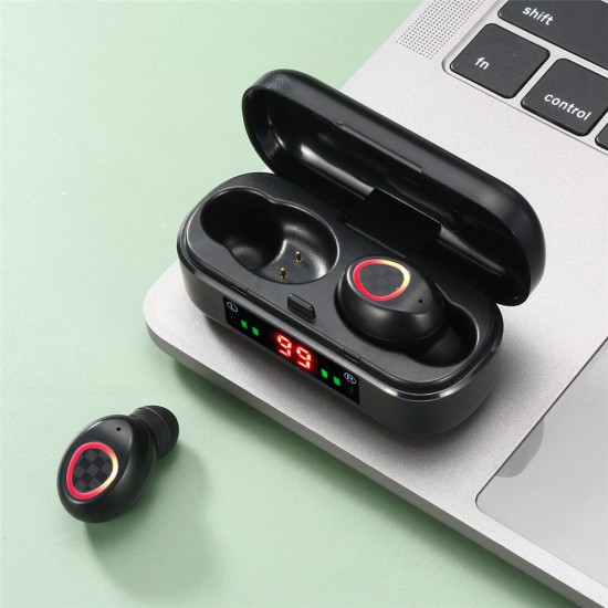 V7 TWS Wireless bluetooth 5.0 Dual Digital Display Charging Power Bank Auto Pairing Sports Hifi Earphone With Mic