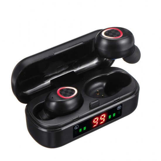 V7 TWS Wireless bluetooth 5.0 Dual Digital Display Charging Power Bank Auto Pairing Sports Hifi Earphone With Mic