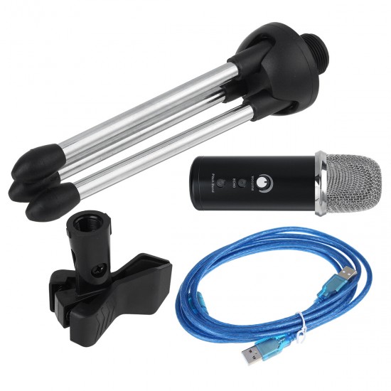 V9 USB Condenser Professional Microphone with Stand for Computer Recording PC Live