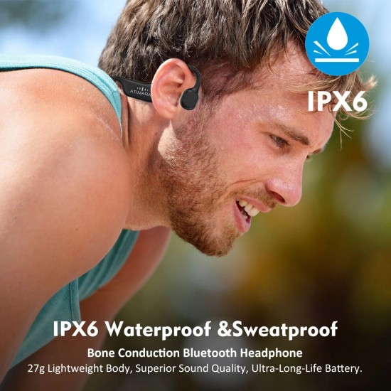 VG08 Bone Conduction bluetooth 5.0 Headphones Ear Hook IPX6 Waterproof Wireless Earphones for Sport Fitness Shocking Horn Headset
