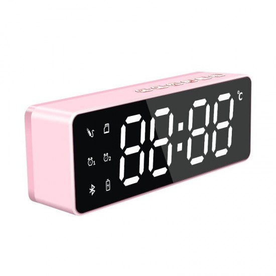 Wireless bluetooth Speaker Dual Alarm Clock Bedroom Home Soundbar TF Card AUX Stereo Music Speaker