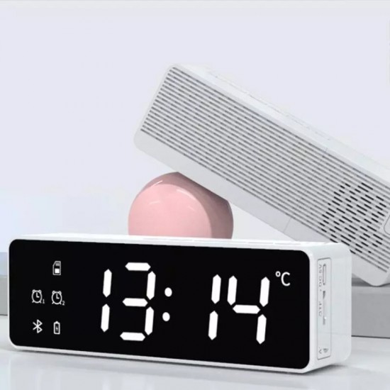 ZXL-B119 Wireless bluetooth Speaker Bass Subwoofer FM Radio TF Card Dual Alarm Clock 10W LED Mirror Soundbar with Mic