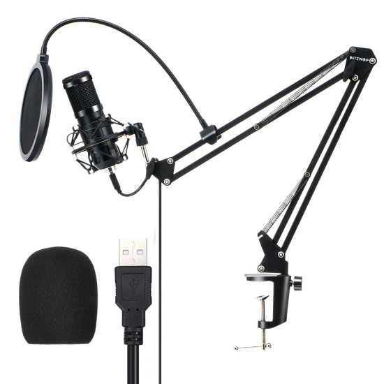 BW-CM2 Condenser Microphone USB Microphone Audio Dynamic System Kit Cantilever Bracket Anti-spray Net Set Sound Recording Vocal Microphone