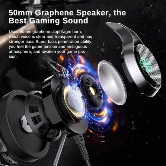 GH05 Wired Gaming Headphones USB 7.1 Stereo Surround Sound ENC Noise Reduction 50MM Driver Luminous Gaming Headset with Mic for Laptop PC Computer