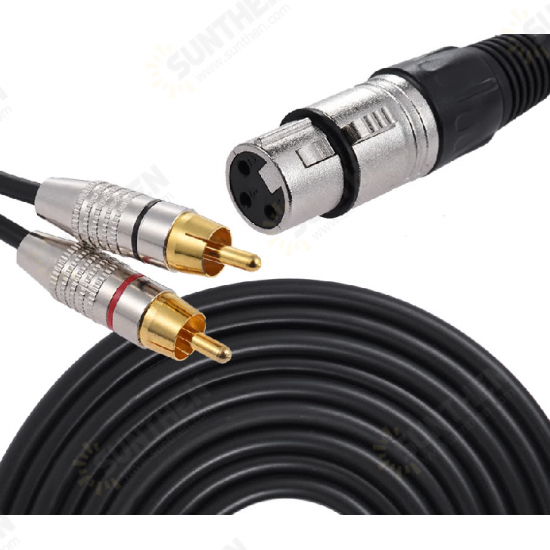 Dual RCA Male to XLR Female Plug Stereo Audio Cable for Microphone Audio Mixer Speaker Amplifiers